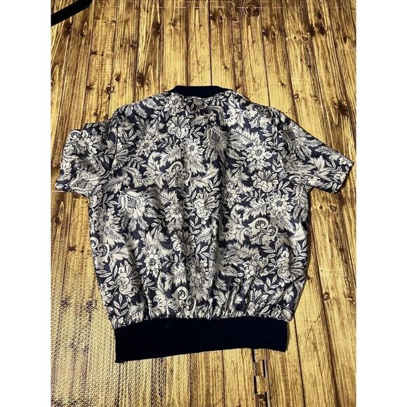 Vintage Lauren Lee Blue And White Floral Womens Blouse Padded Shoulders Size 14 - Picture 10 of 10